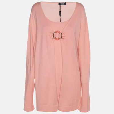 Pre-owned Basler Peach Stretch Knit Full Sleeve Shrug Xl In Pink