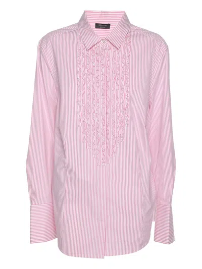 Pre-owned Basler Stripe-pattern Long-sleeve Shirt In Pink