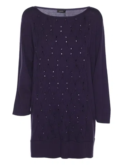 Pre-owned Basler Crystal-embellished Sweater In Purple