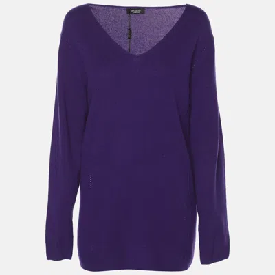 Basler Purple Cashmere V Neck Sweater In Multi