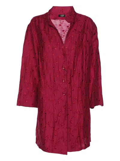 Pre-owned Basler Embroidered-details Long-sleeves Shirt In Red