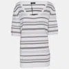 Basler White/grey Lurex Knit T-shirt In Multi