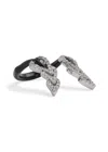 Basliq Drop Crystal-embellished Enamel Ring In Black
