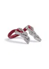 Basliq Drop Crystal-embellished Enamel Ring In Red