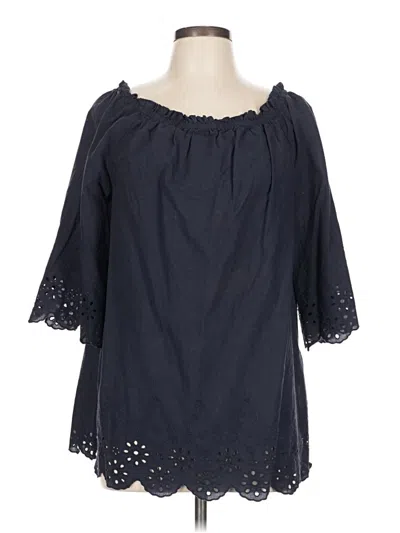 Pre-owned Bass 3/4 Sleeve Blouse In Blue