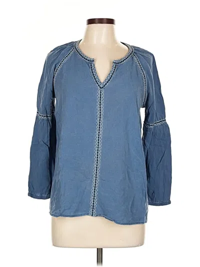 Pre-owned Bass 3/4 Sleeve Blouse In Blue