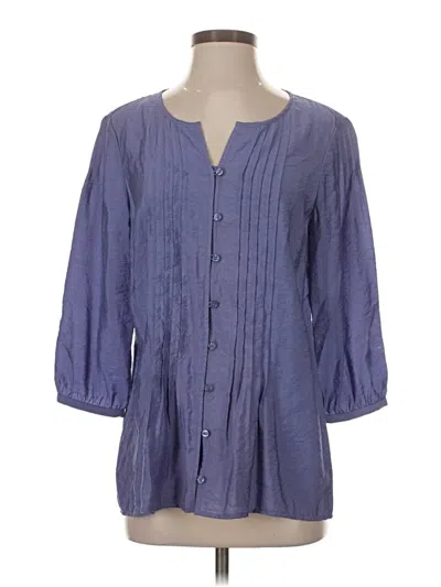 Pre-owned Bass 3/4 Sleeve Blouse In Blue
