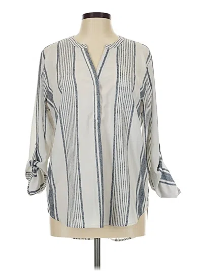 Pre-owned Bass 3/4 Sleeve Blouse In Gray