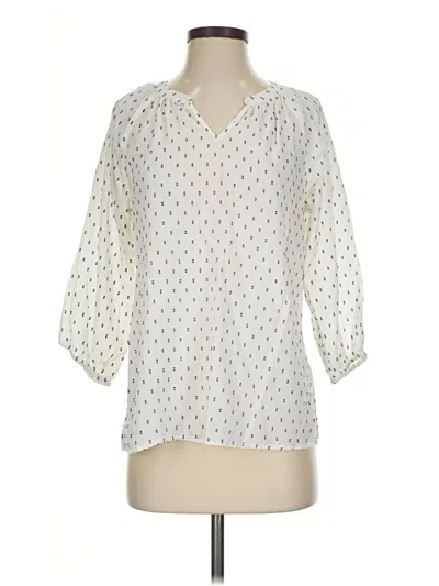 Pre-owned Bass 3/4 Sleeve Blouse In Ivory