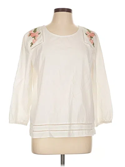 Pre-owned Bass 3/4 Sleeve Blouse In White