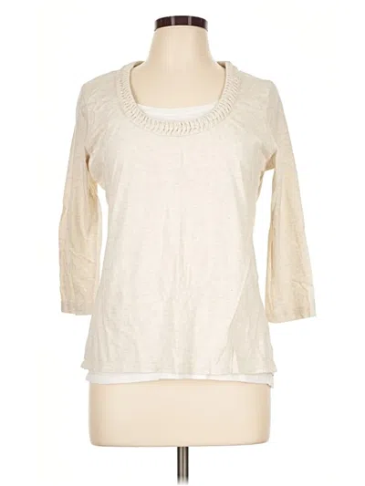 Pre-owned Bass 3/4 Sleeve Top Ivory Scoop Neck Tops