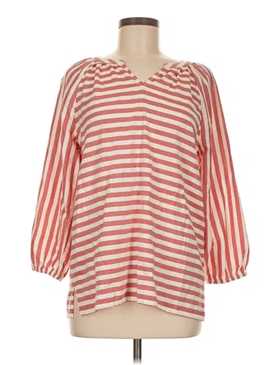 Pre-owned Bass 3/4 Sleeve Top Red Boatneck Tops