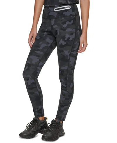 Bass Outdoor Activewear Print Fastline Trail Leggings In Black/gray Camo In Multi
