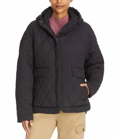 Bass Outdoor High-low Quilted Outdoor Puffer Jacket In Black In Blue