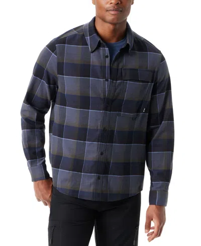 Bass Outdoor Men's Classic Fit Plaid Button-front Stretch Flannel Shirt In Ombre Blue