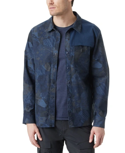 Bass Outdoor Men's Ripstop Utility Shacket In Rock Camo- Navy Blazer