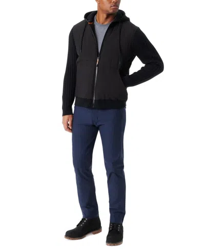 BASS OUTDOOR BASS OUTDOOR MIXED MEDIA JACKET MEN'S BLACK LONG SLEEVE FULL ZIP HOODED MAC78