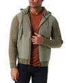 Bass Outdoor Mixed Media Jacket Mens Green Long Sleeve Full Zip Hooded Mac20 In Green
