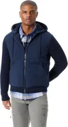 Bass Outdoor Mixed Media Jacket Mens Blue Long Sleeve Hooded Full Zip Ups289 In Blue