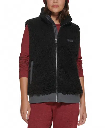 Bass Outdoor Route Hiking Faux Sherpa Vest In Black