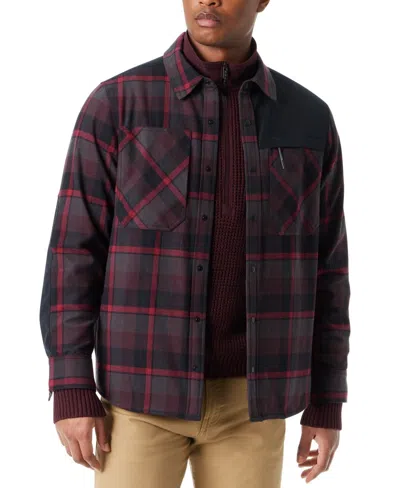 BASS OUTDOOR BASS OUTDOOR SHACKET MEN'S RED BRUSHED TWILL LONG SLEEVE UTILITY MAC50