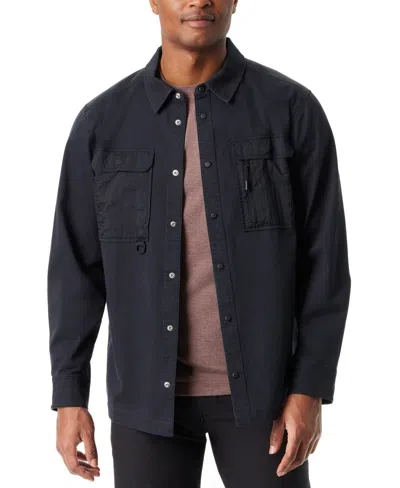 Bass Outdoor Shacket Mens Black Relaxed Fit Snap-front Long Sleeve Mac116