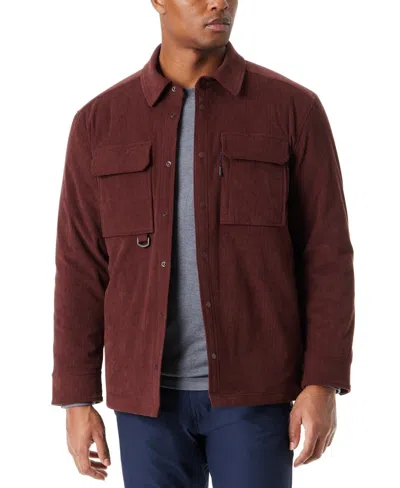 BASS OUTDOOR BASS OUTDOOR SHIRT JACKET MEN'S DARK BROWN CORDUROY LONG SLEEVE BUTTON-UP MAC4