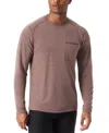 Bass Outdoor T-shirt Mens Rum Raisin Stretch Long Sleeve Ribbed Crew Neck Mac9 In Brown