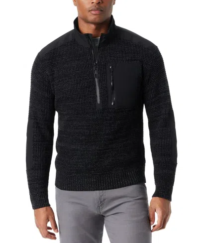 BASS OUTDOOR BASS OUTDOOR SWEATER MEN BLACK BEAU MOCK NECK QUARTER-ZIP PULLOVER MAC159