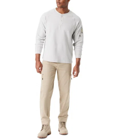 BASS OUTDOOR BASS OUTDOOR SWEATSHIRT MENS WHITE HENLEY NECK RELAXED FIT PERFORMANCE MAC55