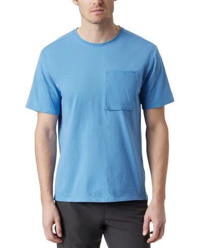 BASS OUTDOOR BASS OUTDOOR T-SHIRT MENS BLUE JASPER COTTON SHORT SLEEVE CREW NECK MAC51