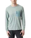 Bass Outdoor Utili-tee Shirt Mens Silver Blue Long Sleeve Pullover Fts64 In Green