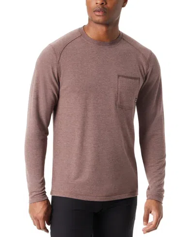 BASS OUTDOOR BASS OUTDOOR T-SHIRT MEN'SBROWN STRETCH LONG SLEEVE RIBBED CREW NECK MAC157