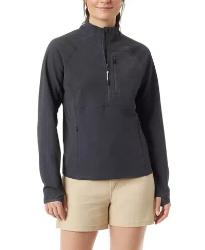 Bass Outdoor Top Women's Black Jacquard Raglan Sleeve Zip Performance Fts354