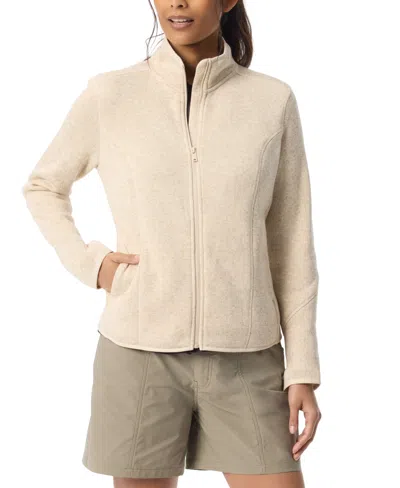 Bass Outdoor Women's Minimal Fleece Long Sleeves Jacket In White