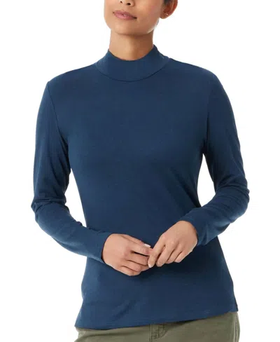 Bass Outdoor Women's Mock Neck Long Sleeve Top In Moonlit Ocean In Blue