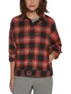 BASS OUTDOOR WOMENS COLLARED PLAID BUTTON-DOWN TOP