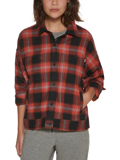 Bass Outdoor Womens Collared Plaid Button-down Top In Red