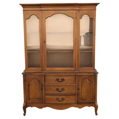 Pre-owned Bassett Furniture Late 20th Century Queen Anne Style Walnut Vitrine By , C. 1980s In Brown