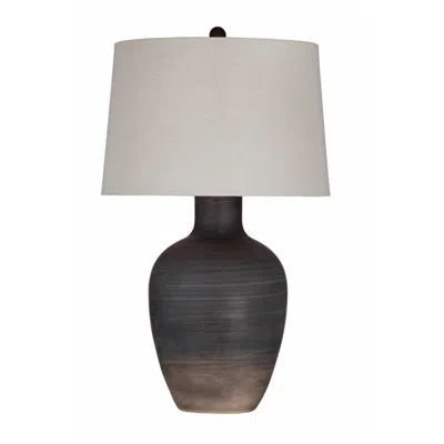Bassett Mirror Company Bassett Volga 28" Rustic Modern Jar Matte Black Ceramic Table Lamp