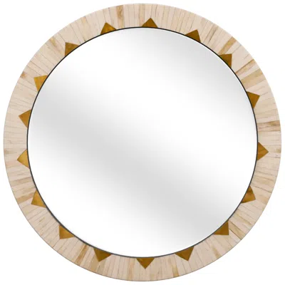 Bassett Mirror Company Global White Bone 30" Round Wall Mirror