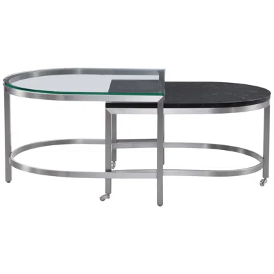 Bassett Mirror Company Hensley Chrome And Marble Bunching Cocktail Table