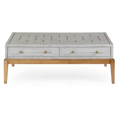Bassett Mirror Company Perrine 18" Modern Wood Rectangular Cocktail Table In Soft Graphite Gr