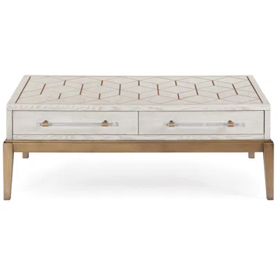 Bassett Mirror Company Perrine 48" Wide White Wood Rectangular Cocktail Table