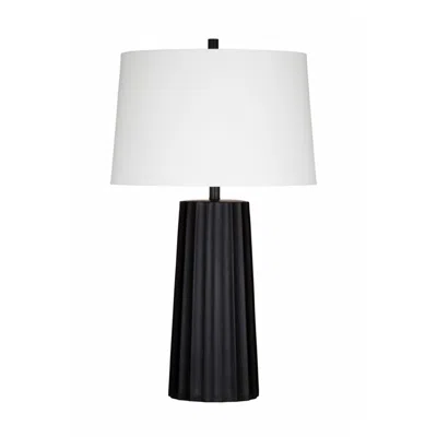Bassett Mirror Company Sabine Matte Black Table Lamp With White Linen Shade
