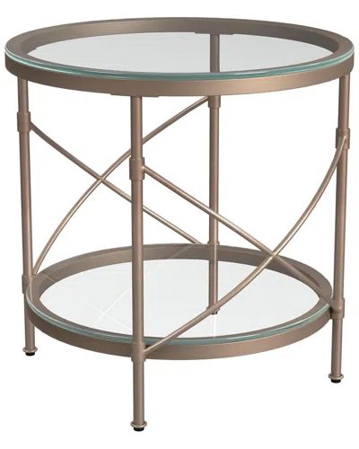 Bassett Mirror Harrison Round End Table In Gold