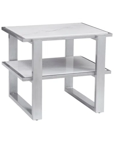 Bassett Mirror Hessie Rectangular End Table In Silver