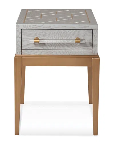 Bassett Mirror Perrine Wood Chairside Table In Grey