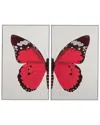 Bassett Mirror Set Of 2 Butterfly Framed Canvas In Red
