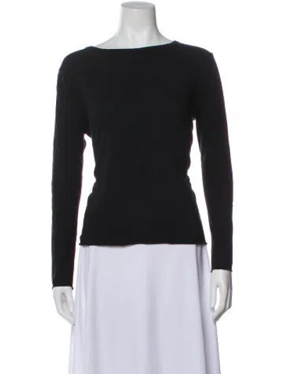 Pre-owned Bassike Bateau Neckline Long Sleeve Top In Gray